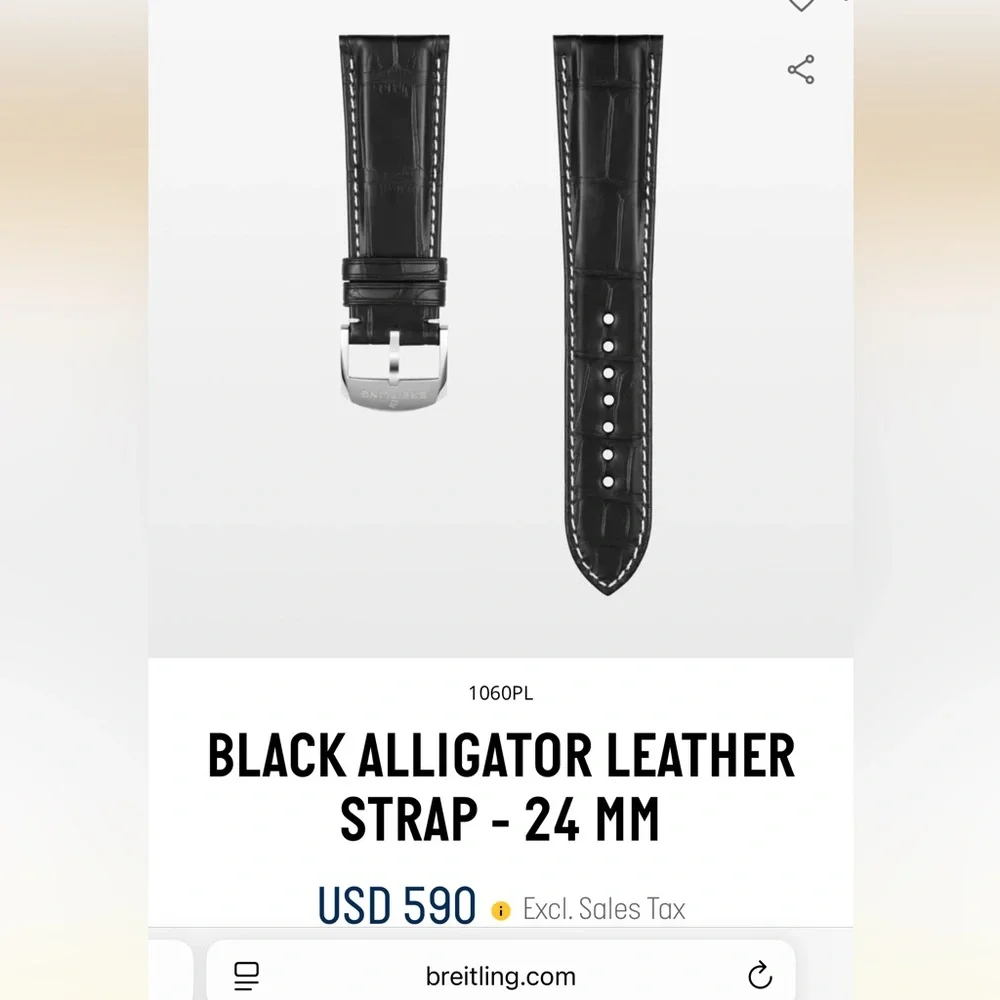 BLACK ALLIGATOR LEATHER STRAP - - Picture 8 of 8